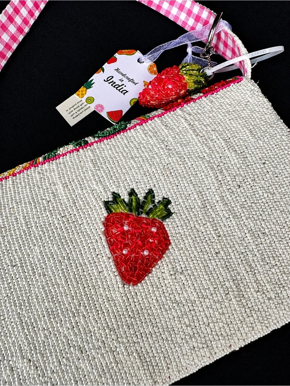 Viral Beaded Fruit Pattern Shoulder Bag- Handmade in India